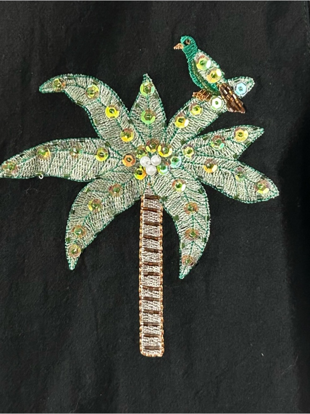 Vtg JANE ASHLEY Button Up Shirt Women's Size Medium Embroidered Sequins Tropical - Picture 2 of 8